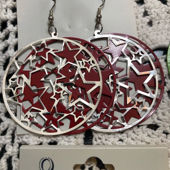 Big ✨ Stars ⭐️ Hoop Style Double layered Silver To - Picture 9 of 12